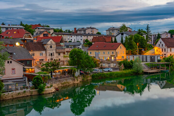 Fototapeta na wymiar Sunset panorama view of Novo Mesto in Slovenia