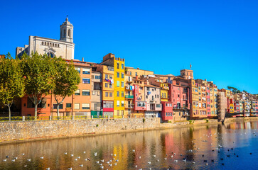 Famous colorful houses at river Onyar in Girona, Catalonia, Spain - 780098954