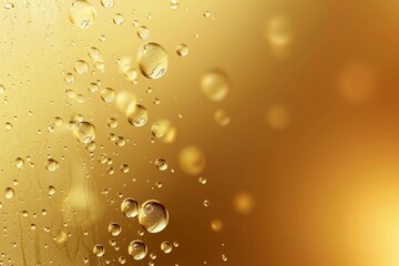High quality 3D render of golden sparkling champagne bubbles. Horizontal composition with copy space. Great use for christmas, wedding and celebration related concepts.