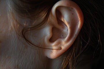 A detailed view of a persons ear with a pair of intricate and stylish ear piercings