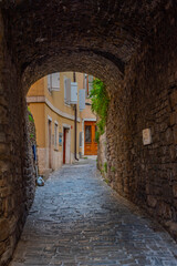 Fototapeta premium Colorful street in the center of Slovenian town Piran