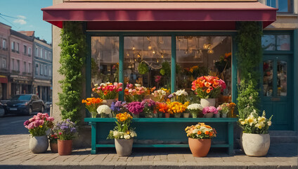 Fototapeta na wymiar Exterior of a flower shop