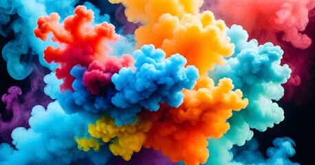 Obraz premium Multicolored smoke-like abstract design with vibrant hues of red, orange, yellow, and purple blending together