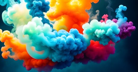 Multicolored smoke-like abstract design with vibrant hues of red, orange, yellow, and purple blending together