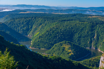 Naklejka na ściany i meble Meanders of river Uvac in Serbia during a sunny day