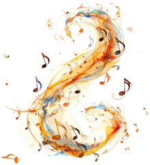 Musical Notes Forming Number Three. Transparent PNG Background