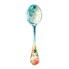 cute spoon vector illustration in watercolour style