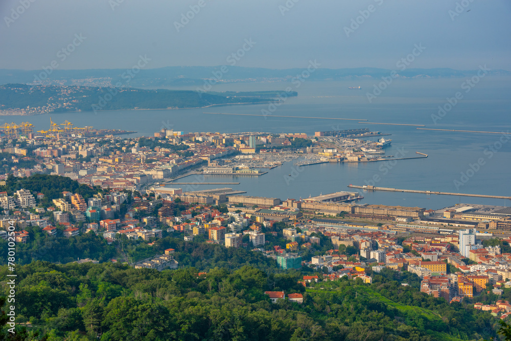 Sticker panorama view of italian town trieste