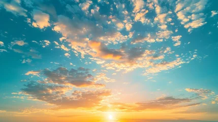 Fototapeten sunset sky, sunrise with yellow and blue sky, romantic natural landscape generative ai © ThisDesign