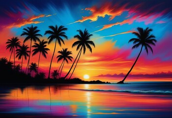 Fototapeta na wymiar A Captivating Sunset Canvas