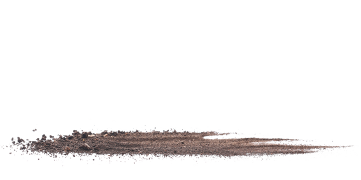 Dirt, soil pile isolated on white background, side view