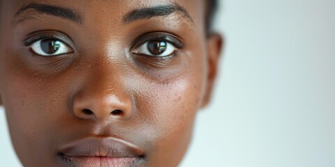 A woman with a dark skinned face and a nose with a small bump