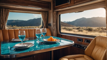 Fototapeta premium Interior of a comfortable motorhome recreational