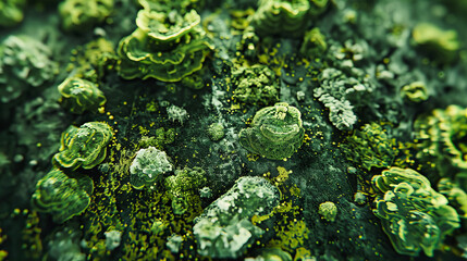 Vibrant Green Textures of Nature, A Close-up of Moss and Foliage, Capturing the Essence of Springs Renewal - obrazy, fototapety, plakaty