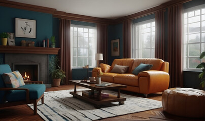 A cozy room with old furniture, reminiscent of a living room