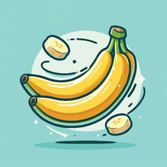 free vector Banana fruit floating cartoon vector icon illustration food fruit icon concept isolated flat vector yellow background