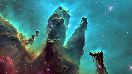 Marvels of Creation: A Captivating View of the Pillars of Creation, where Cosmic Beauty Meets Astronomical Grandeur