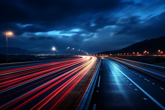 highway with motion blur and modern cityscape in shanghai
