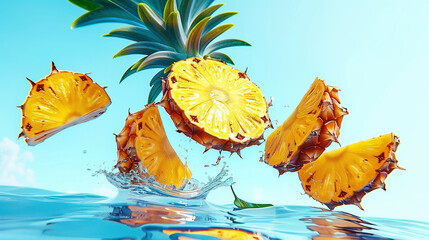 sliced pineapple and water