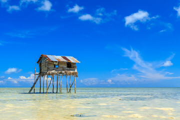 Beautiful landscapes view borneo sea gypsy water village in Maiga Island, Semporna Sabah, Malaysia.