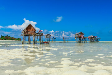 Beautiful landscapes view borneo sea gypsy water village in Maiga Island, Semporna Sabah, Malaysia.