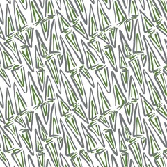 Seamless abstract textured pattern. Simple background green, grey, white. Triangles, lines. Digital brush strokes. Design for textile fabrics, wrapping paper, background, wallpaper, cover.