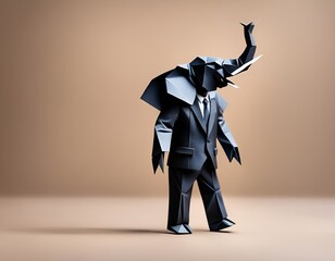 Dapper Origami Elephant: Suited and Booted. Generative AI