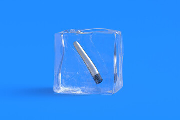 Sex toy in ice cube. 3d illustration