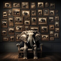 Majestic Elephant Posing Among Elephant Wall. Generative AI