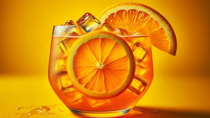 close-up of a cold and refreshing orange punch cocktail