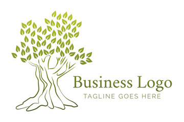 Green Abstract Olive Tree Logo