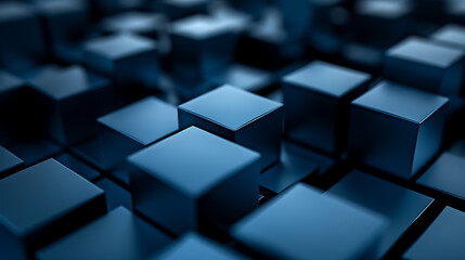 Obraz premium a mesmerizing pattern of dark blue, 3D cubes arranged closely together. Each cube boasts a smooth surface