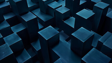 a mesmerizing pattern of dark blue, 3D cubes arranged closely together. Each cube boasts a smooth surface