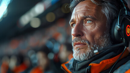 Obraz premium sports commentator commenting on a football match,generative ai
