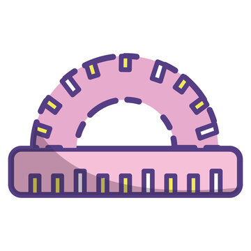 Icono de regla escuadra rosa pastel colores tiernos,regreso al colegio ,Ilustraci&oacute;n vectorial con l&iacute;nea delgada,vector aislado sobre fondo blanco.  De vuelta a la escuela. Material para escribir
