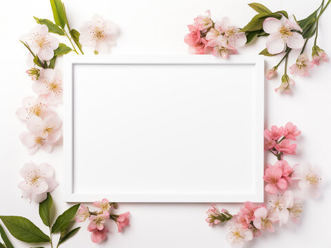 AI adds flowers to blank frame against white backdrop