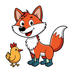 A cute fox with a chicken 