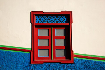 Beautiful window of the houses at the historical downtown of the heritage town of Salamina located at the Caldas department in Colombia.