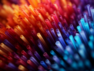 Abstract background showcases colorful tubules, perfect for cocktails - obrazy, fototapety, plakaty