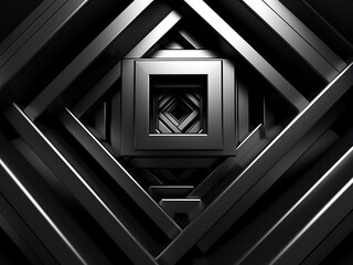 Obraz premium 3D rendering showcases a backdrop of black and white geometric shapes