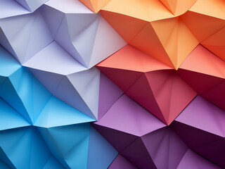 Colored paper forms an abstract geometric backdrop