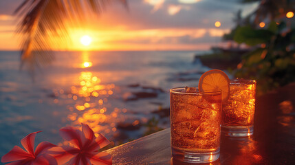 cocktail at sunset