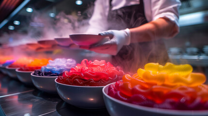 A culinary laboratory buzzing with activity as scientists experiment with molecular gastronomy to create ethereal rainbow pappardelle for Spaghetti Day-3