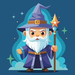 A cartoon vector illustration of cute wizard
Print