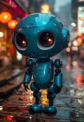 Fototapeta premium AI roboto in the city