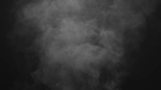 Smoke background. Realistic 3d render simulation. Steam animation. Dark cloudy mist footage for industrial pollution concept. Seamless loop.