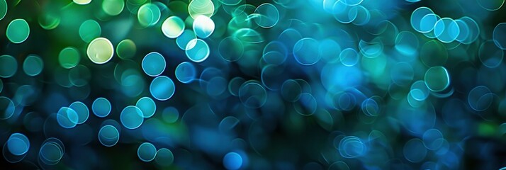 Abstract bokeh background with blue and green colors. The focus is on the lights creating circular defocus, Banner Image For Website, Background