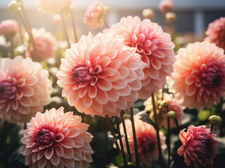 Garden setting accentuates vintage dahlia flowers, representing a blend of modern and boho styles