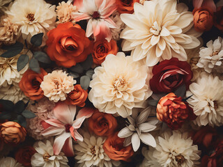 Vintage charm emanates from this floral composition, enhanced by a vintage filter