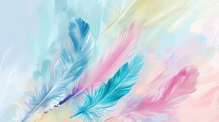 Fototapeta na wymiar Feather-Light Pastel Strokes on Airy Background